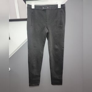 Vince Pants Size10 Gray Ponte Knit Legging Snap Button Ankle Viscose Nylon